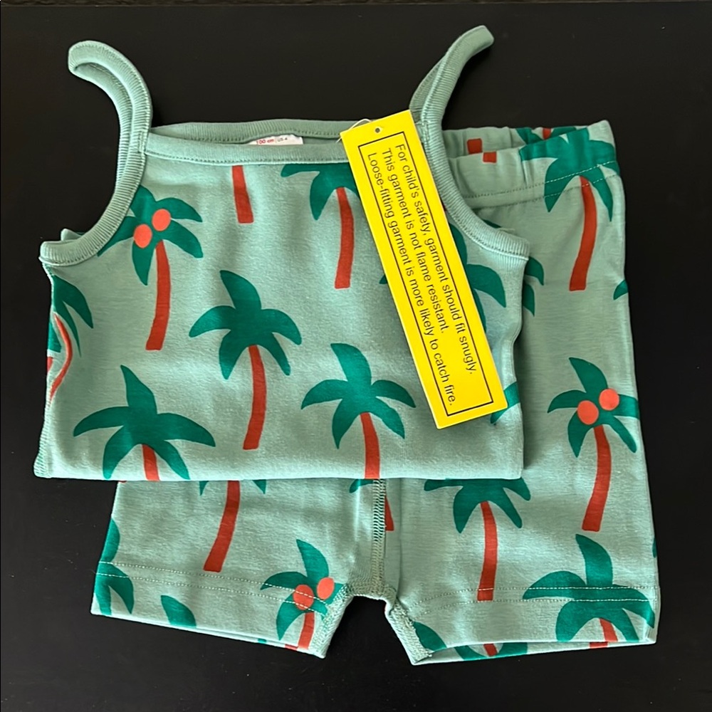 Hanna Andersson Tropical Palm Tree Tank and Shorts Set